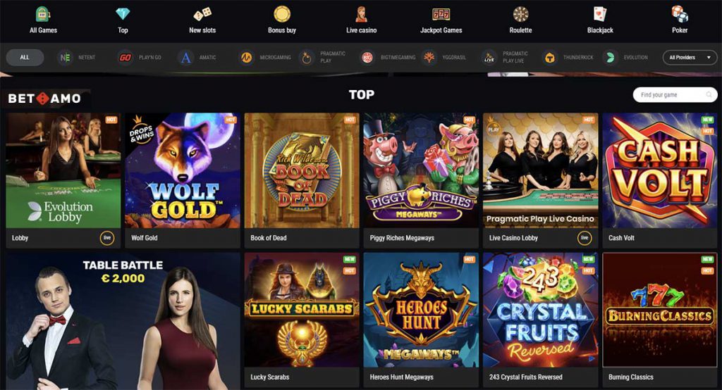 Popular games at the casino