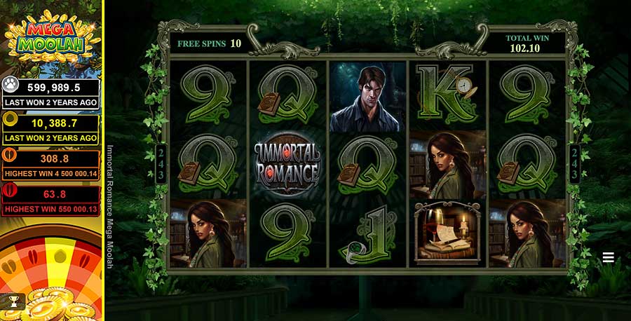 Mega Moolah jackpot game based on Immortal Romance