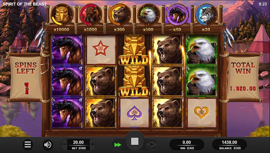 Spirit of the Beast bonus round, big win