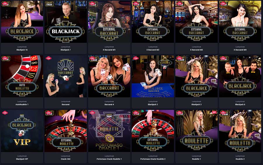 Jogos de cassino ao vivo por LuckyStreak no Woo Casino