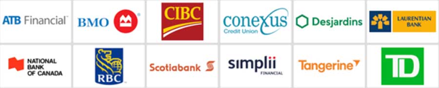 Credit Unions like Desjardins Tangerine and Canadian banks all work with Interac 