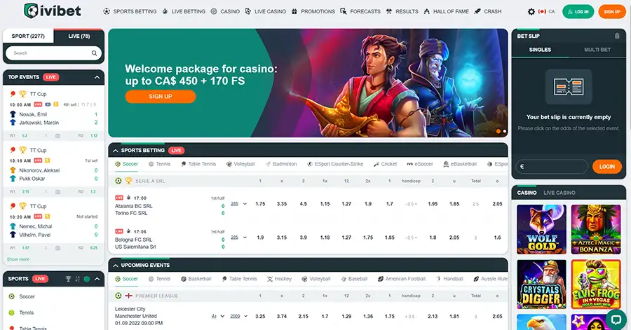 Ivibet casino screenshot