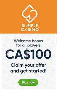 Sing up at Simple Casino and receive $100 Bonus!