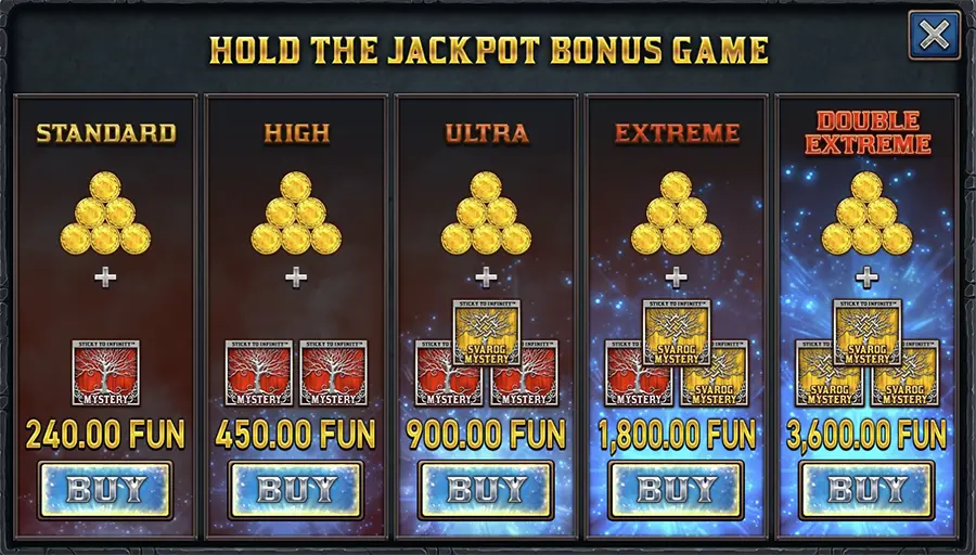 Buying a bonus on the Hold the Jackpot game