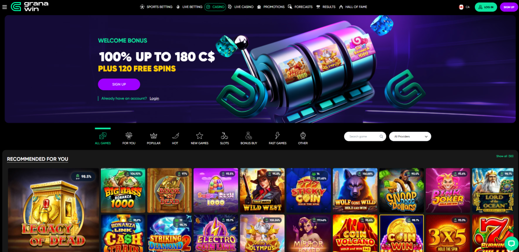 Casino home for Canada with bonus offer