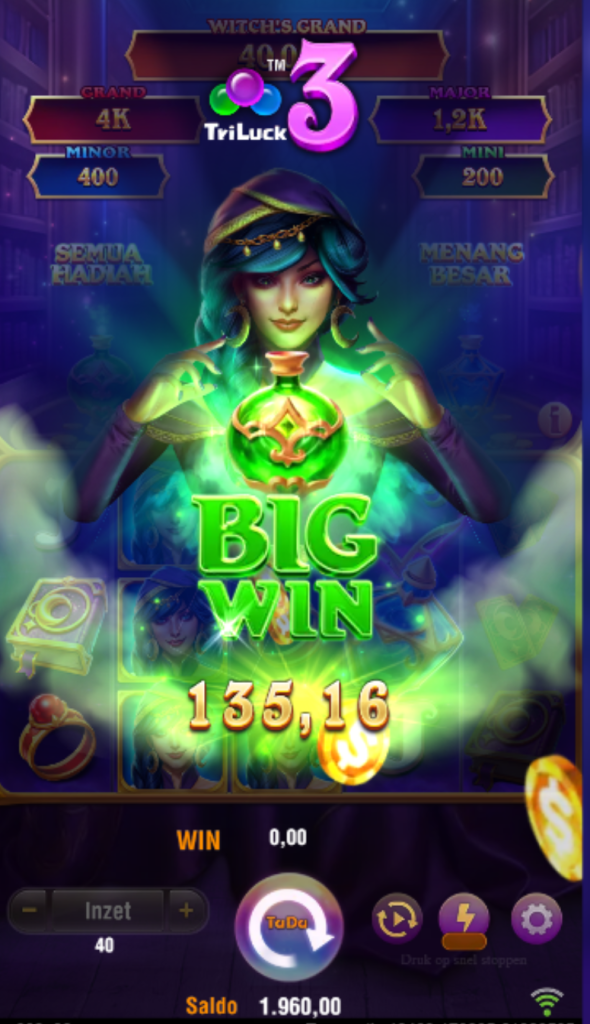 Big win at 3 Witch’s Lamps Slot 